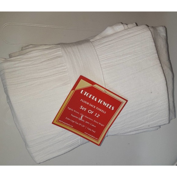 Utopia Towels Flour Sack 12 pack New 28x28 Farmhouse - Picture 1 of 6